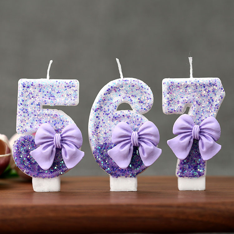 Holiday Candle Set - Kreatywna brokatowa, stopniowo fioletowa świeczka urodzinowa
