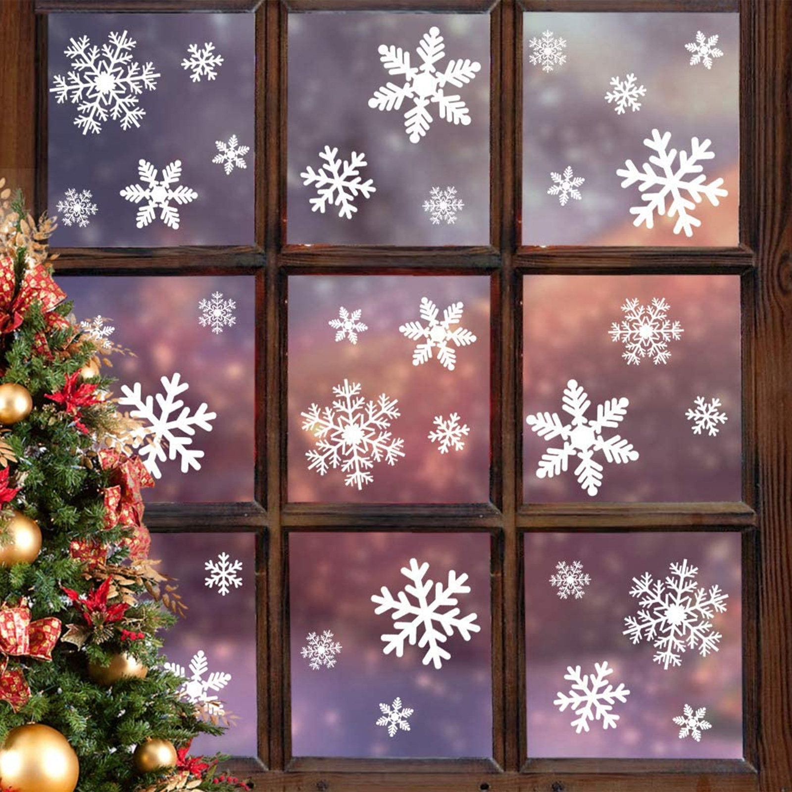Snowflake Window Decal - 4 arkusze świątecznych naklejek statycznych na